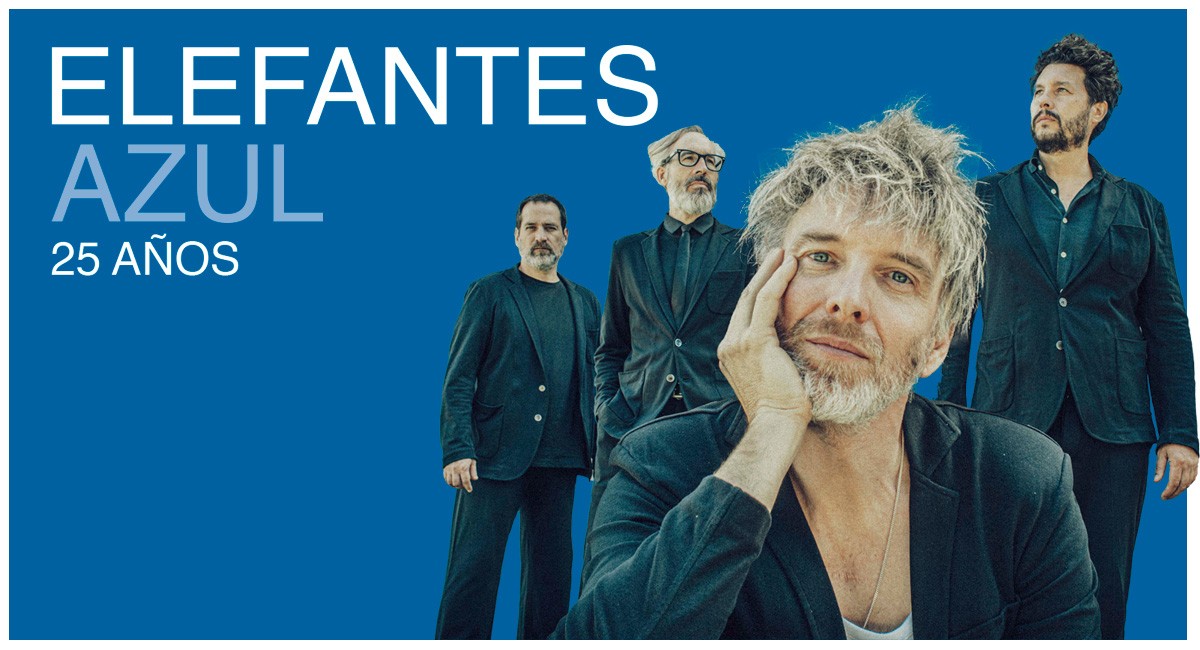 Cartel con los 4 integrantes del grupo Elefantes